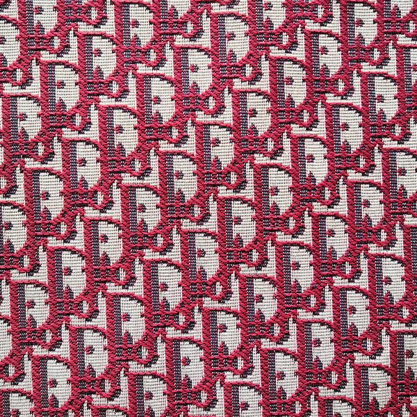 Red Jacquard Designer Fabric, CD Monogram Fabric Classic Red D11